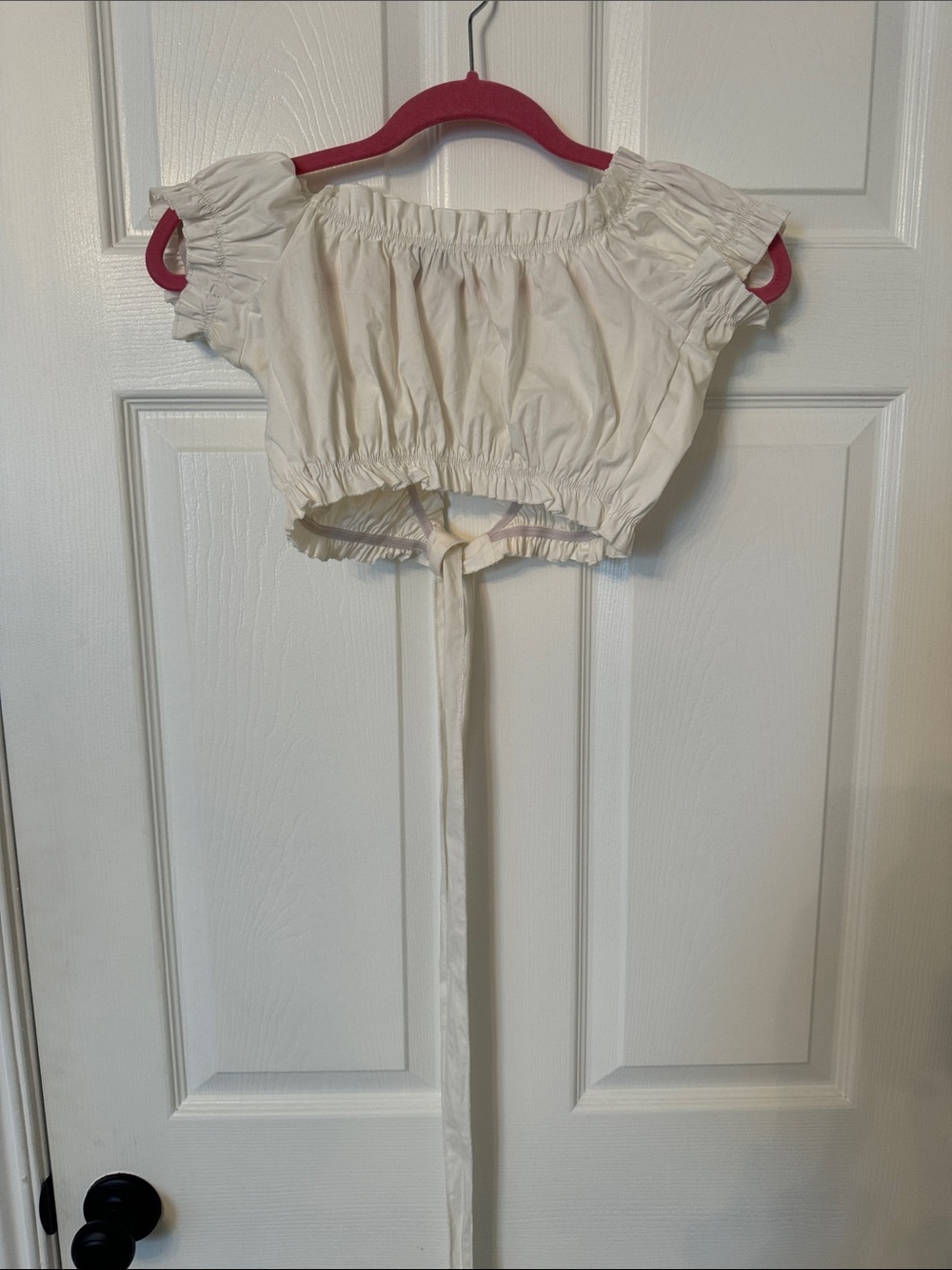 Cream Adika wrap around Ruffled Tie Crop Top - Picture 2 of 2